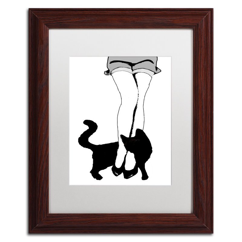 Jadaya «Black Cat», impression encadrée, H 14 po x l 11 po x P 0,5 po, Cadre brun, Blanc