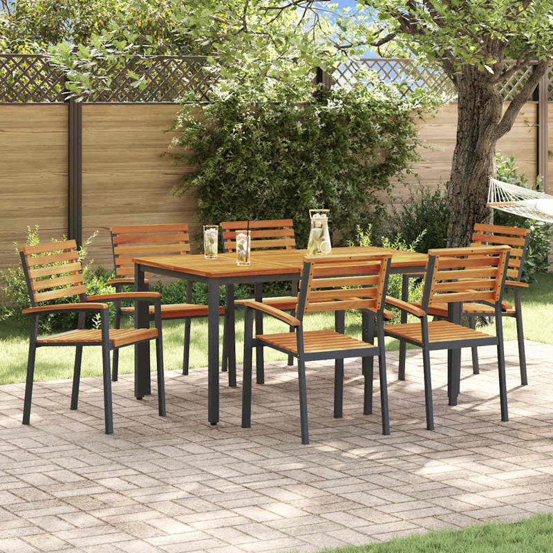 6 - Person Patio Dining Set Rectangular Table, 75cm H x 150cm W x 90cm D