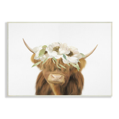 Bouvier Highland, couronne de fleurs blanches, conception minimale par Leah Straatsma - impression