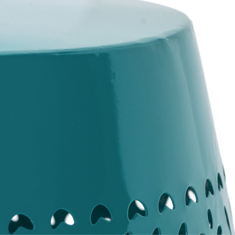 Table d'appoint Delicate Lace Cut, l 12,35 po x P 12,35 po H 18,33 po, couleur bleu sarcelle, métal