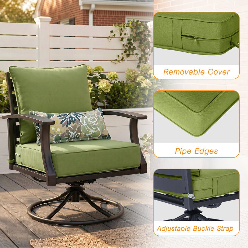 Outdoor Deep Seat Chair Cushion Set, Green, 22" W x 24" D