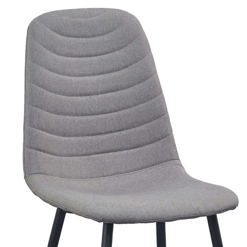 17'' H Linen Upholstered Metal Side Chair, Gray