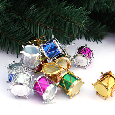 Christmas Drum Christmas Tree Pendant Christmas Ornament Pendant Holiday Gifts 12 Pack