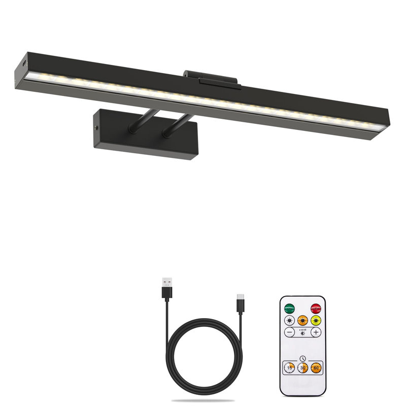 Battery Powered LED Wall Mount Picture Light, Matte Black