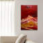Abstract Red Mountain Canvas Wall Art, Bold Crimson Red Golden Yellow Textured Landscape Painting for Light Luxury Industrial Wabi-Sabi Home Decor-456672258