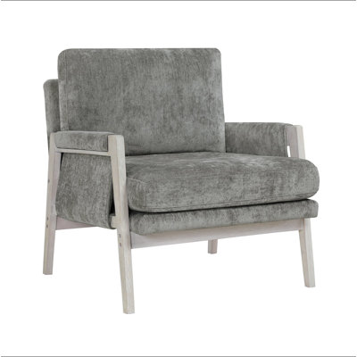 Modern Home Accent Chair Cushion Seat Back Chenille Fabric Upholstery Solid Wood Furniture 1pc