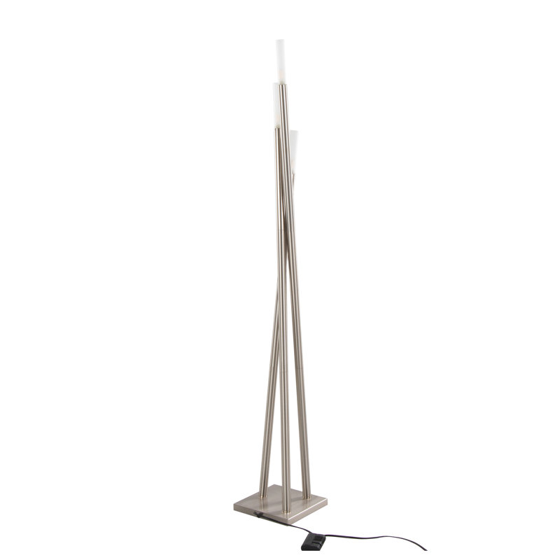 LumiSource Icicle Contemporary Floor Lamp in Brushed Nickel with Frosted Glass Shades - Modern Living Room & Bedroom Lighting