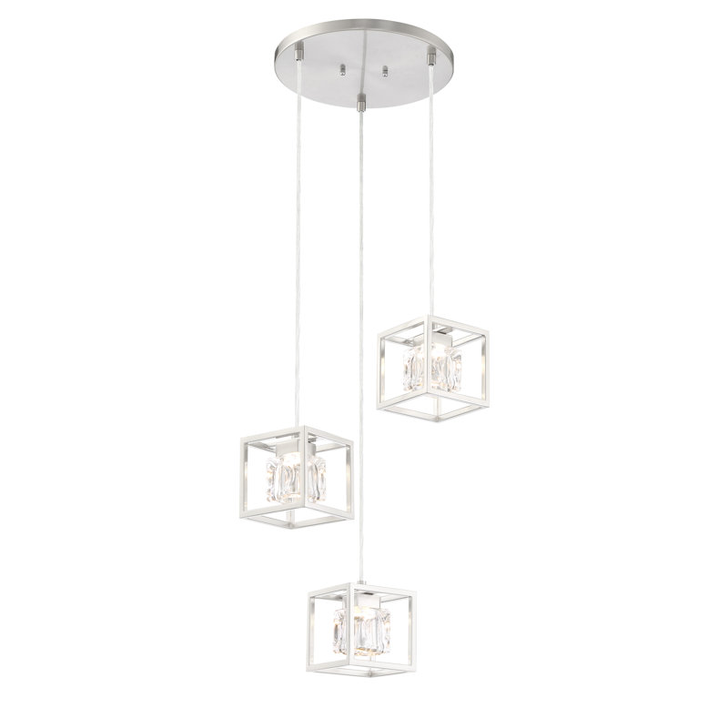 Elsebet 3 - Light Brushed Nickel LED Cluster Pendant