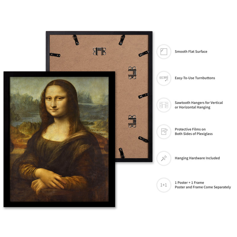 Leonardo Da Vinci - Mona Lisa No1, Black Framed, Poster, 18"H x 24"W