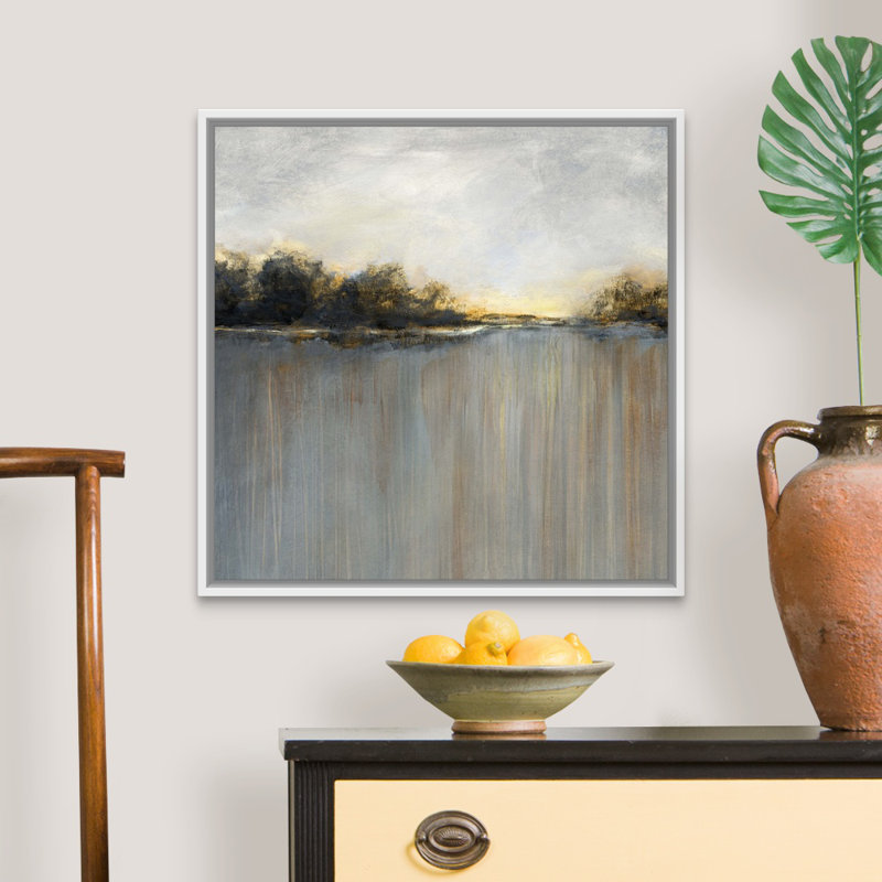 Rainy Sunset I - reproduction d'art sur toile, Cadre flottant blanc, H 25,7 po x l 25,7 po x P 1,75 po