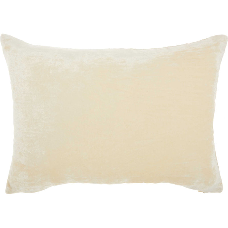  Geometric Aqua Blue/Beige Lumbar Pillow, Ivory