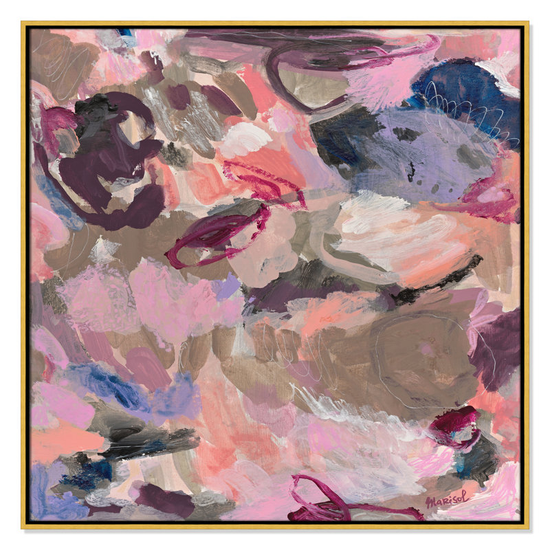 «Vineyard Evening Square» par Marisol Evora, H 37,5 po x l 37,5 po, Doré
