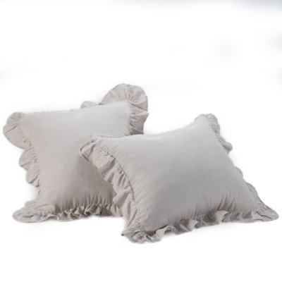 100% French Flax Linen Euro Sham 26x26, Set of 2 Pre-Washed Decorative Square Pillow Cover, 3" Wide Flange | OEKO-TEX Certified Farmhouse Rustic Decor