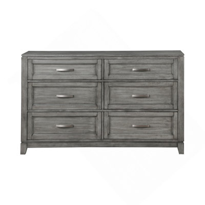 Commode à finition grise avec 6 tiroirs de rangement