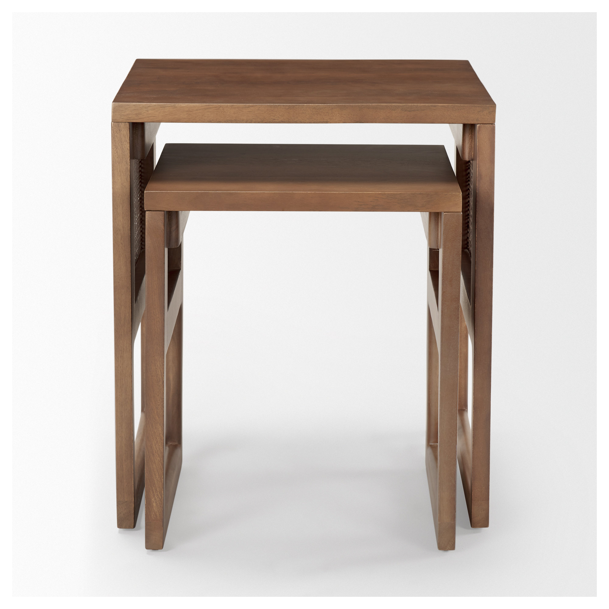 Cinna Solid Wood Nesting End Table, Medium Brown