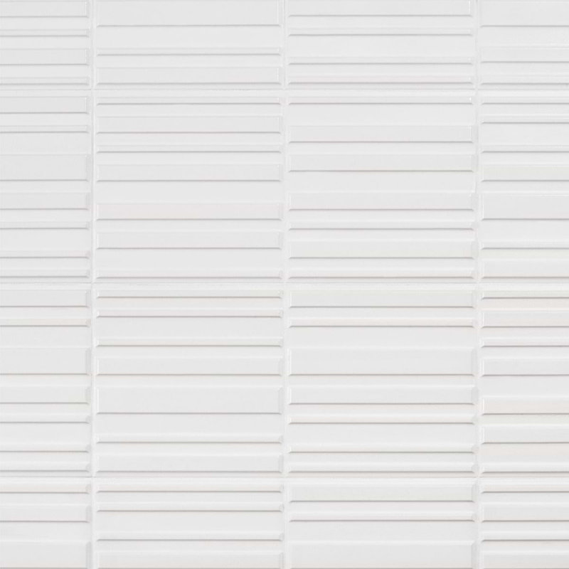 Sydney 8x16 3D Mixed Finish Ceramic Tile, White