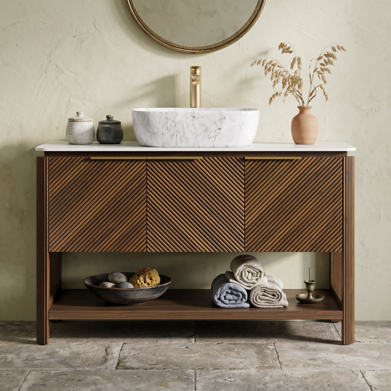 Lavabo vasque en céramique à motif marbré de 19 po, vasque de comptoir blanche sans trop-plein Volakas