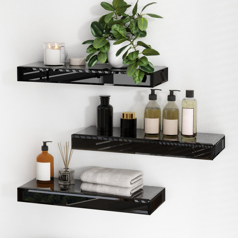 Ceasia 3 Piece Floating Shelf, Black