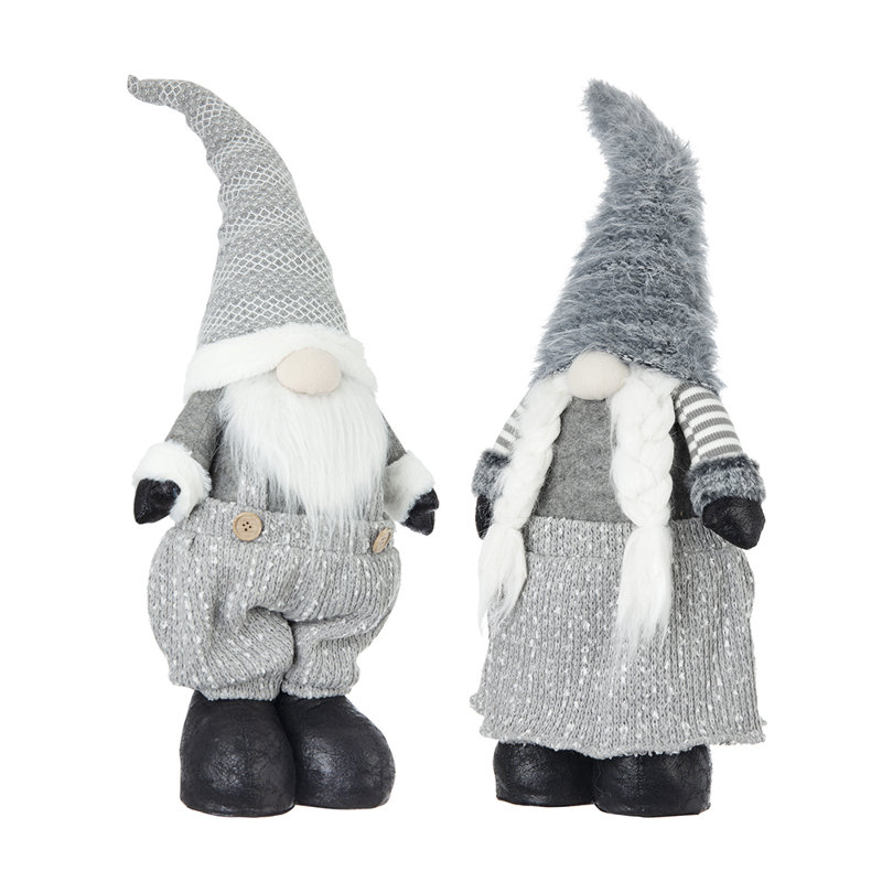 Gnome debout en tissu S / 2 10,5 x 6 x 39,5 po avec pieds télescopiques