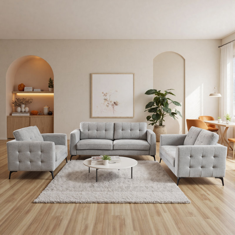 2 Seater Cotton Blend Loveseat, 1