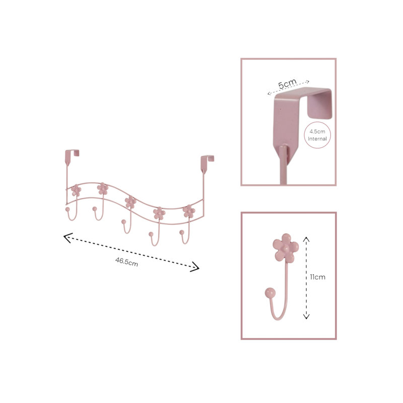 Flowers Over Door Storage Hooks, Pink