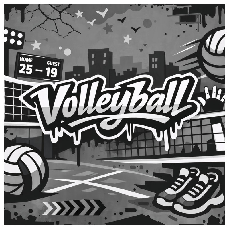 Graffiti Volleyball Scene Bath Mat, L 34 po x L 21 po
