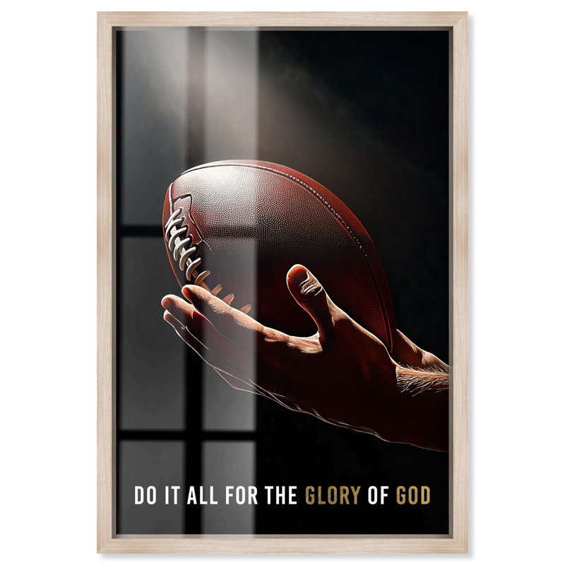 «Glory of God Football Shadowbox Print», art mural par Art Remedy, H 55 po x l 37 po, Crème, crème