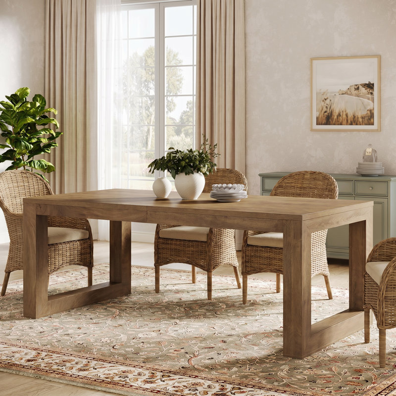 Table de salle à manger 78,7 pouces pour 6 à 8 personnes, table de cuisine en bois avec base piédestal