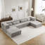 Canapé d'angle modulaire sans ossature, Mahjong à compression, - Gris, Lit de sol convertible, 4 places, Polaire circulaire, Mousse à mémoire de forme haute densité, Aucun assemblage requis, Détente à la maison, Canapé modulaire gris à 2 places-1725755509