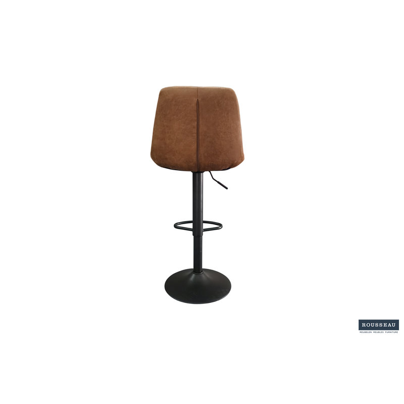 Swivel Upholstered Adjustable Height Counter Stool with Metal Frame, Cognac