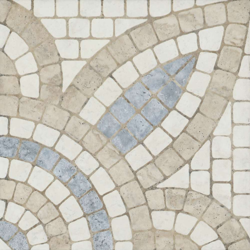  Roman Road 8" x 8" Satin Porcelain Patterned Floor and Wall Tile, Blue, Malta