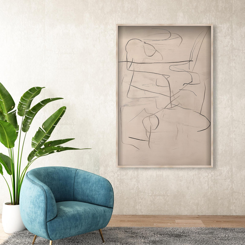 Oliver Gal Frenzied Strokes I Abstract - Luxury Shadowbox Framed Wall Art, 56" H x 38" W, Cream