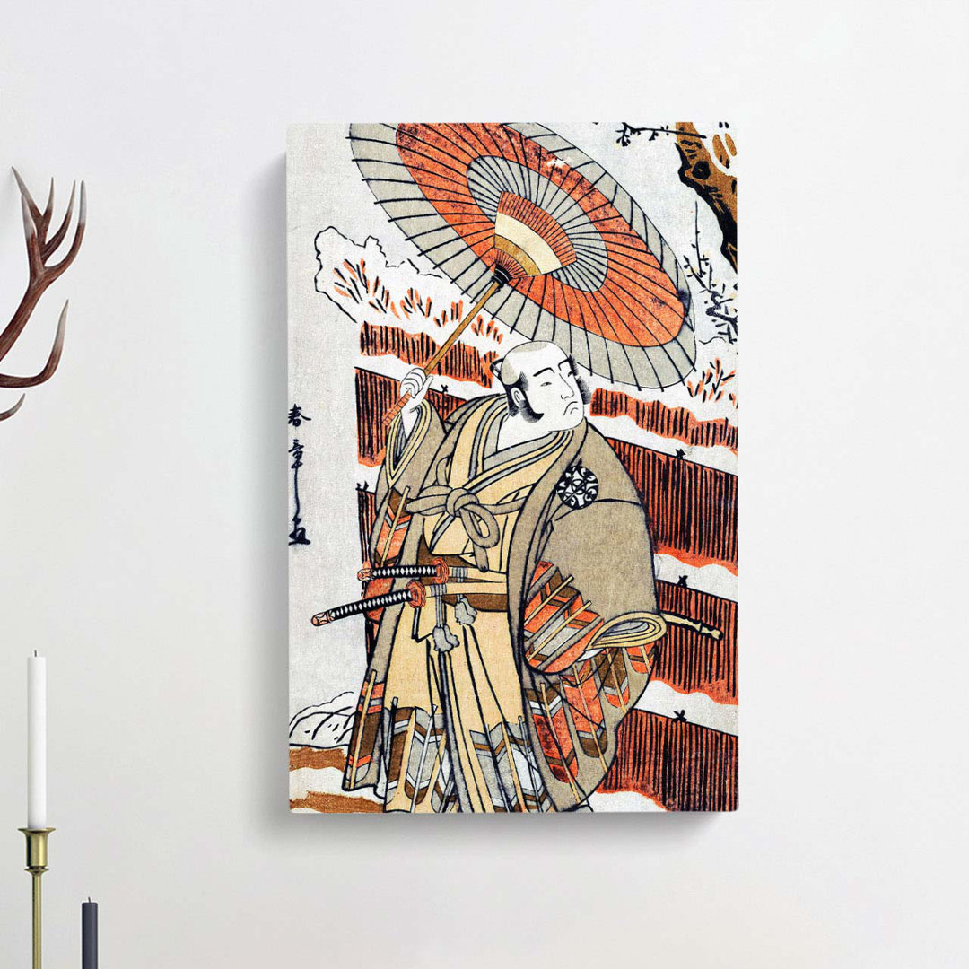 Holding an Umbrella by Katsukawa Shunsho - Wrapped Canvas Painting Print