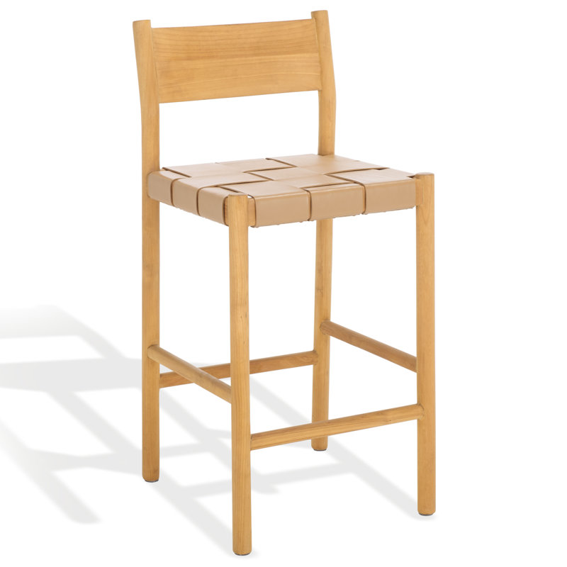 Devnie Woven Leather Counter Stool, Tan