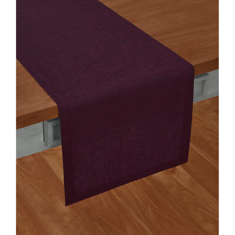 100% Pure Linen Table Runner - Athena, 108" x 14", Chambray Burgundy