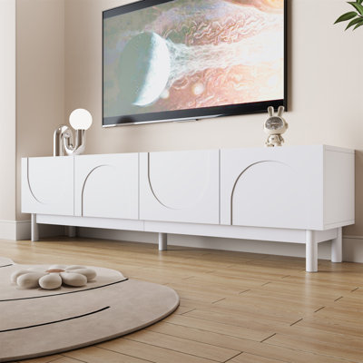 Meuble télé, portes structurées en forme de vague, avec couches, meuble télé avec pieds robustes