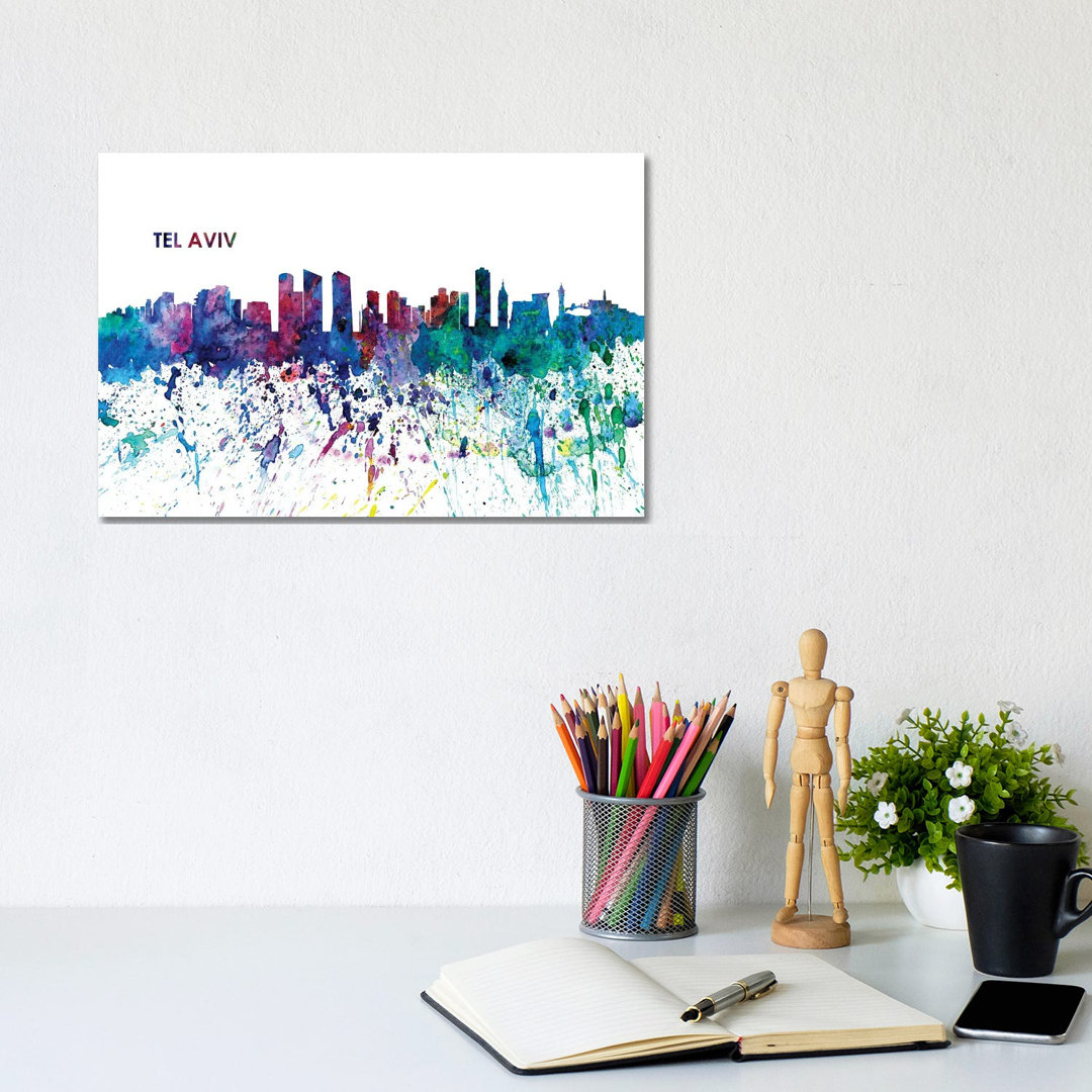 Tel Aviv Israel Skyline Impressionistic Splash