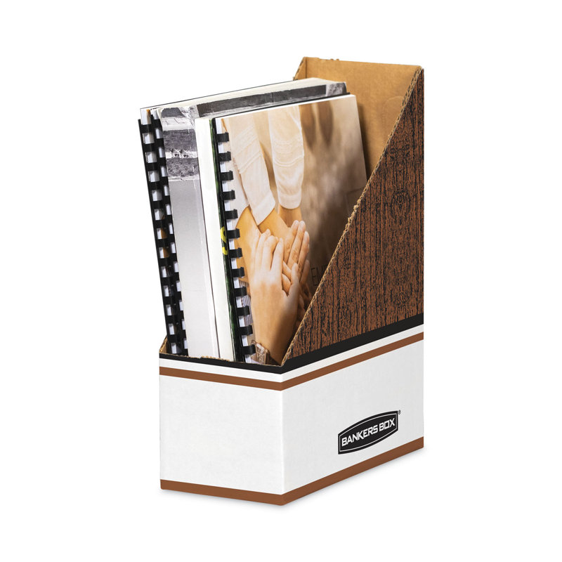 White and Wood Grain Corrugated Paper Magazine File