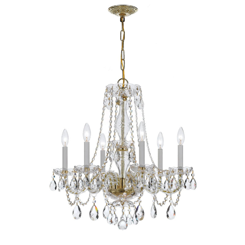 Wehr 6-Light Candle Style Classic / Traditional Chandelier, Majestic Wood Polished, Chrome