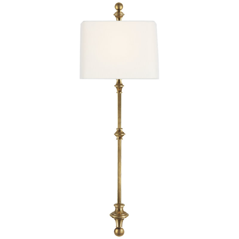 Chapman & Myers Cawdor Stanchion Wall Light, Antique-Burnished Brass, Fabric