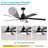 65 Inch Ceiling Fan with Light, 5-Blade Dimmable LED Ceiling Fan with Remote Control, Modern Quiet Design for Living Room and Bedroom (Silent/6-Speed/Reversible/DC Motor)