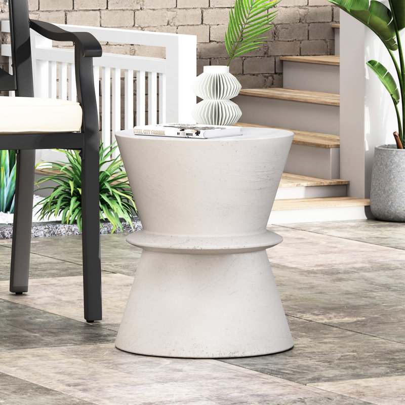 Table d'appoint en béton léger, design élégant et d'extérieur élégant, blanc antique, l 15,88 po x P 15,88 po, H 18,33 po, aucune table de béton requise. Assemblage moderne. Compléments de décor