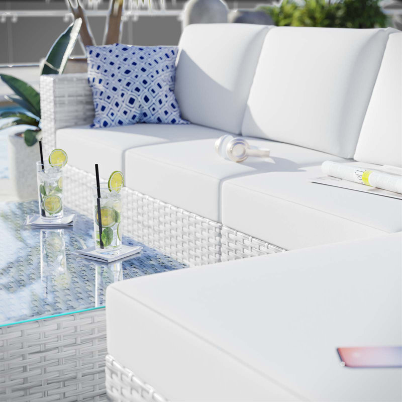 Ensemble modulaire d'extérieur 4 pièces Modway Convene, Blanc