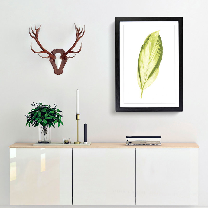 Pretty Green Leaf by Benjamin Fawcett - Picture Frame Painting Print, 76cm H x 50cm W x 2cm D, Black