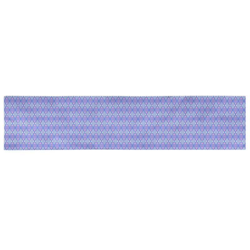 Chemin de table losanges doublés Avicia, 73,5 po x 17,5 po, Bleu / Mauve, Coton