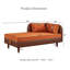 Chaise longue de rangement en velours 65 po avec structure en bois massif, polyuréthane brun et revêtement en velours orange