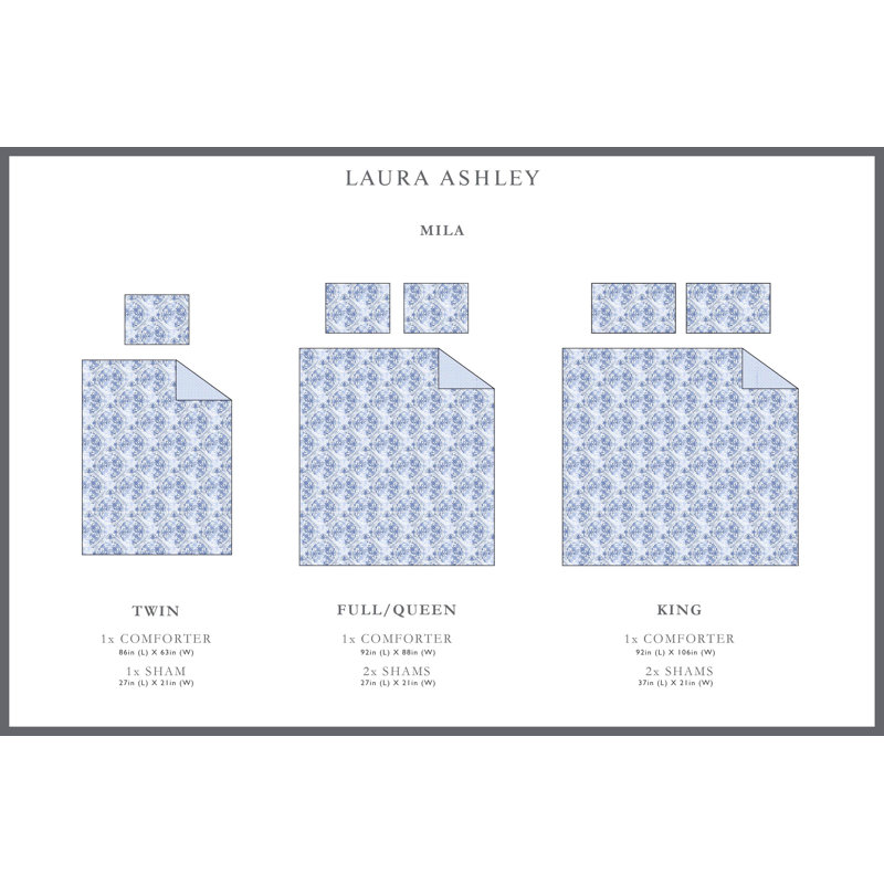 Laura Ashley Mila Blue Cotton Throw Pillow
