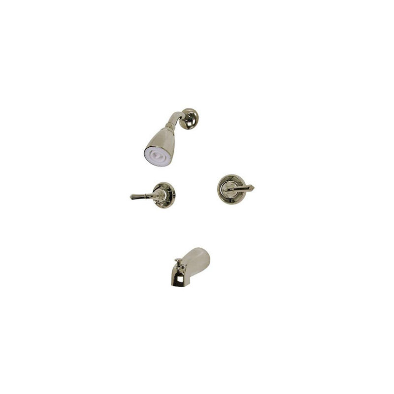 Diverter Tub and Shower Faucet with Modern Lever Handles, Brushed Nickel