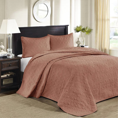Courtepointe réversible 3 pièces en argile rouge très grand / très grand - mélange de literie été et chaleur, courtepointe, rembourrage en coton prélavé, 2 taies décoratives, literie polyvalente lavable à la machine, bourre, assorti