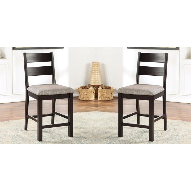 Chaises de salle à manger à dossier, 2 pièces, et gris, siège rembourré en tissu gris